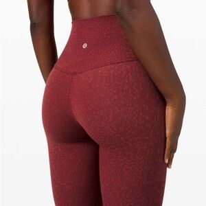 Lululemon Athletica Maroon Patterned Leggings 24”